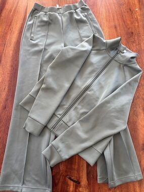 Fabletics Sage Green Track Jacket and Joggers Set